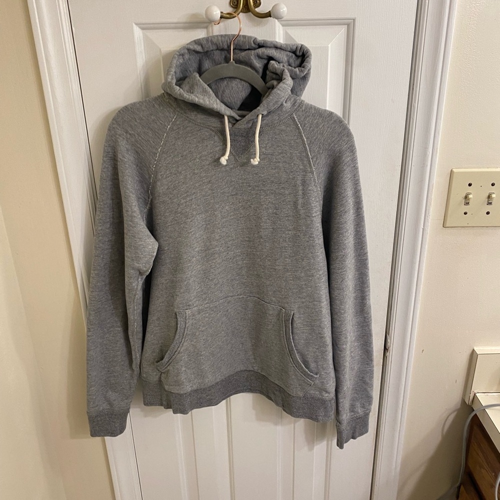 J.CREW VINTAGE FLEECE HOODED SWEATSHIRT SZ MEDIUM SOFT GRAY HOODIE THICK & WARM - Picture 14 of 15
